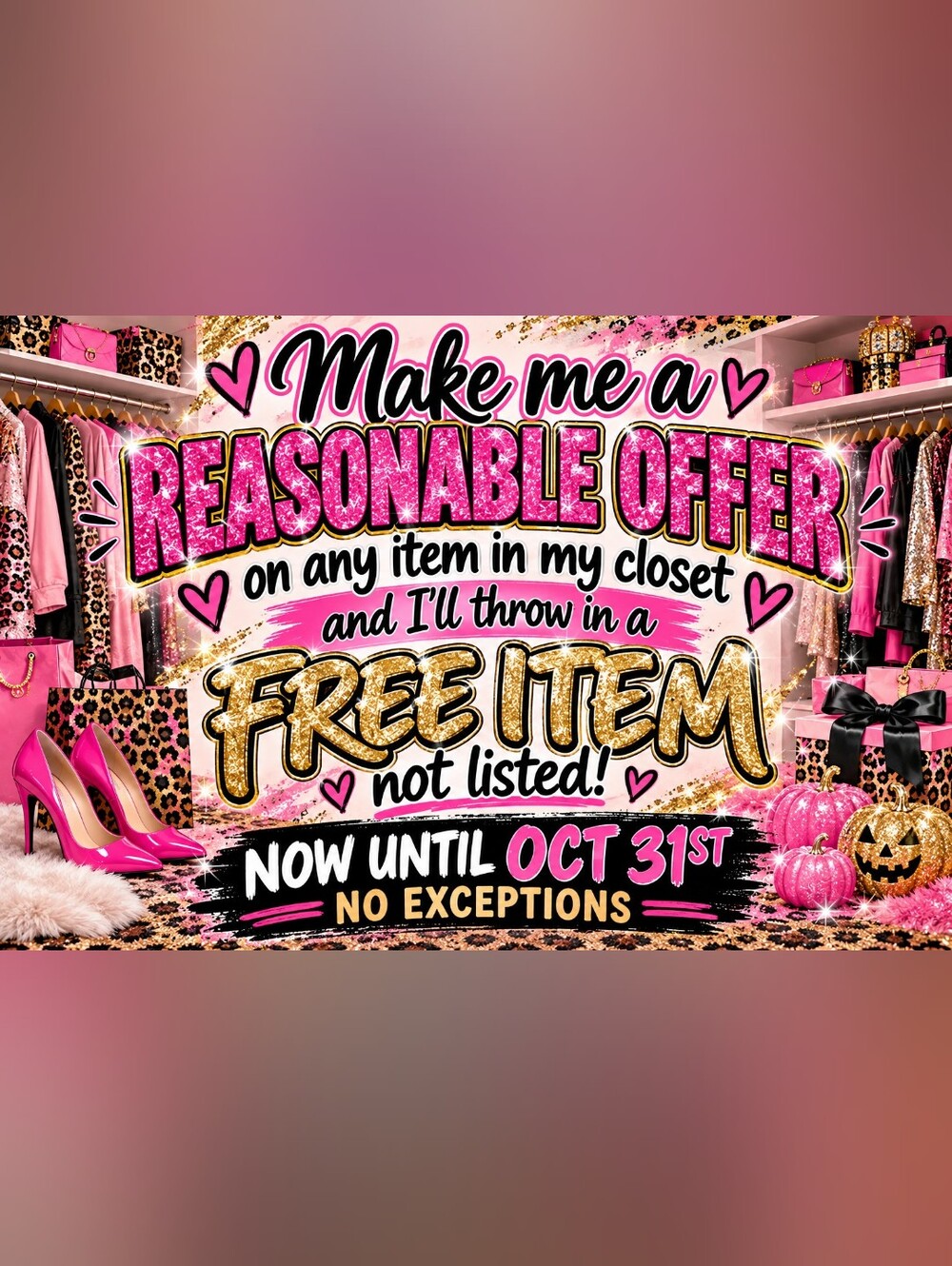 Make Me A Reasonable Offer Pink Party Sign - Free Item Promo